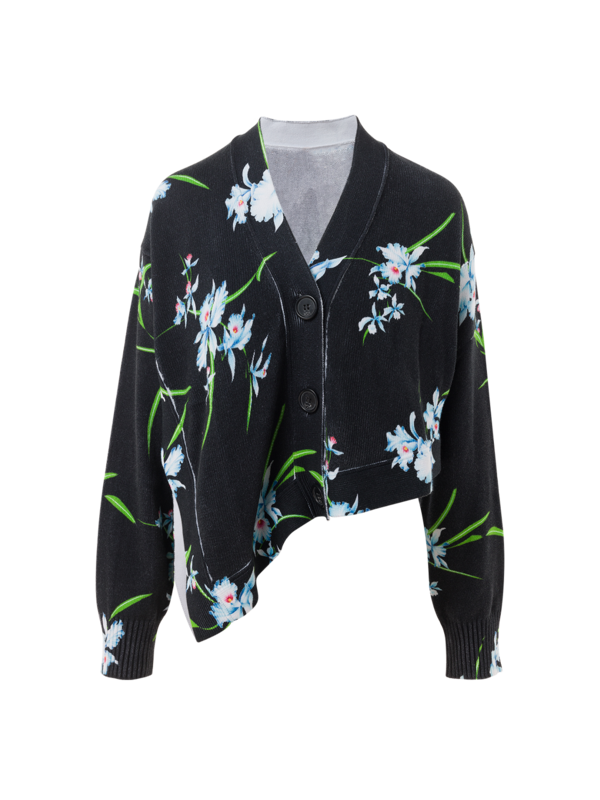 ASYMMETRIC PRINTED CARDIGAN