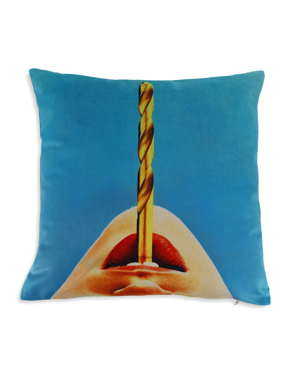 Comfortable Cushion with Mouth and Straw Print
