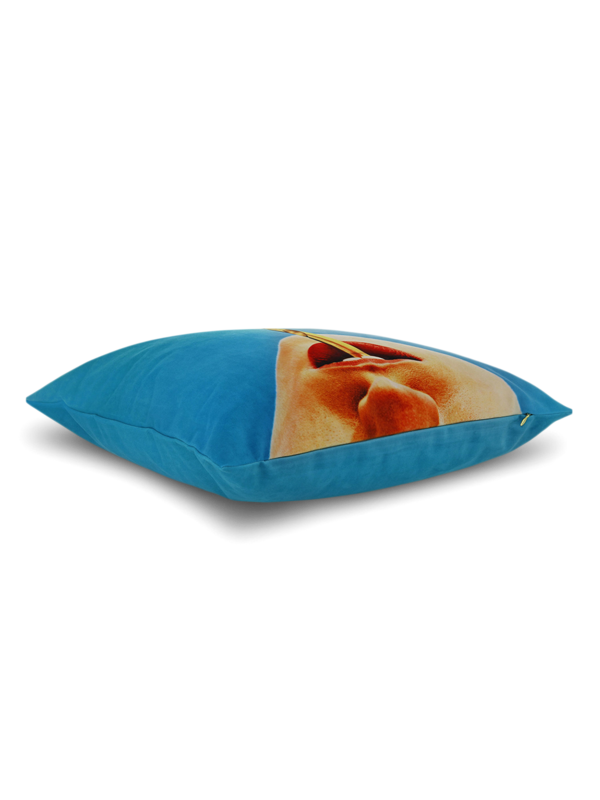 Comfortable Cushion with Mouth and Straw Print
