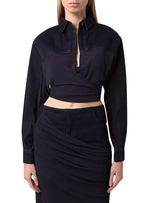 بلوزة سيفيلا من الجينز بتصميم ملتف