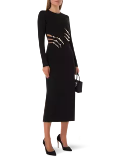area crystal claw cutout midi dress AREA Crystal Claw Cutout Midi Dress in Black