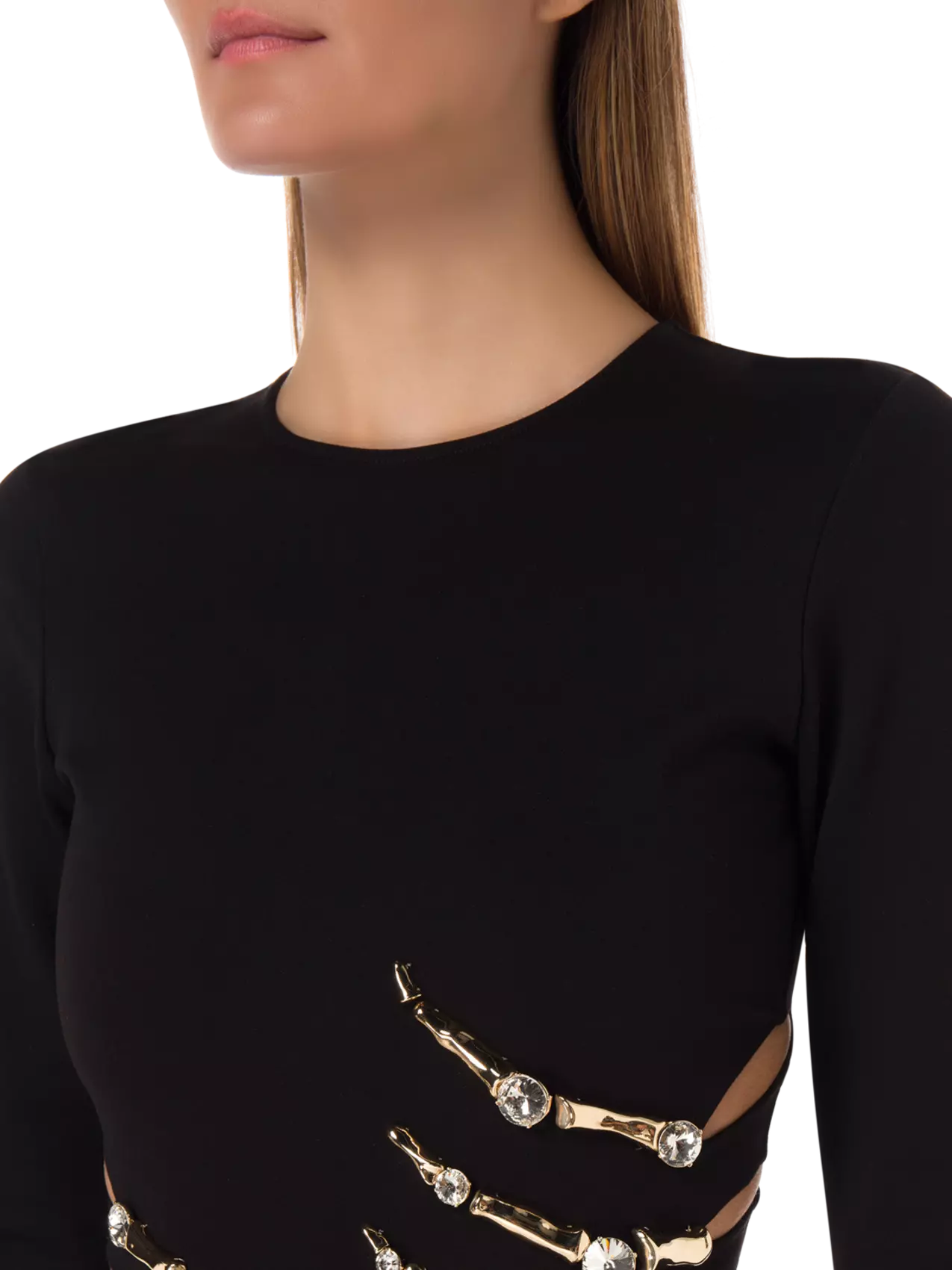 area crystal claw cutout midi dress Area Claw Embellished Jersey Midi Dress In Black - 30% Off