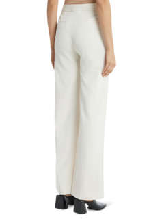 Cream High-waisted Flared Trousers