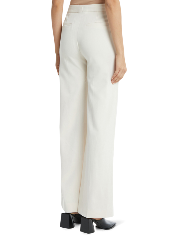 Cream High-waisted Flared Trousers