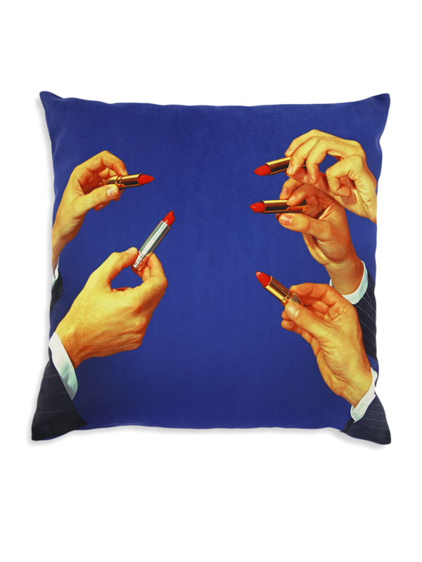 Comfortable Cushion with Edgy Gentlemen Lipstick Print