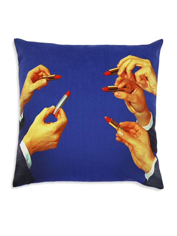 Comfortable Cushion with Edgy Gentlemen Lipstick Print