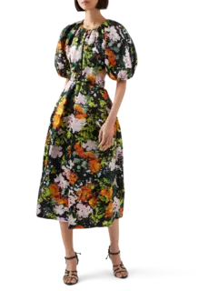 فستان ميموزا متوسط الطول مزين بفتحات