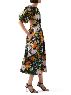 فستان ميموزا متوسط الطول مزين بفتحات