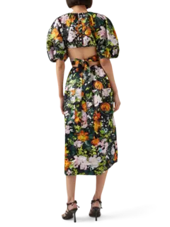 فستان ميموزا متوسط الطول مزين بفتحات