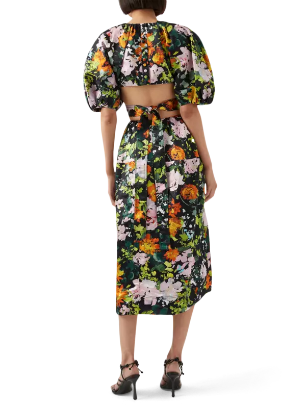 فستان ميموزا متوسط الطول مزين بفتحات