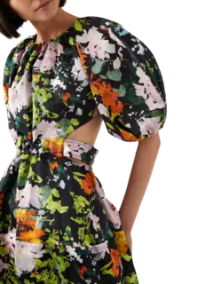 فستان ميموزا متوسط الطول مزين بفتحات