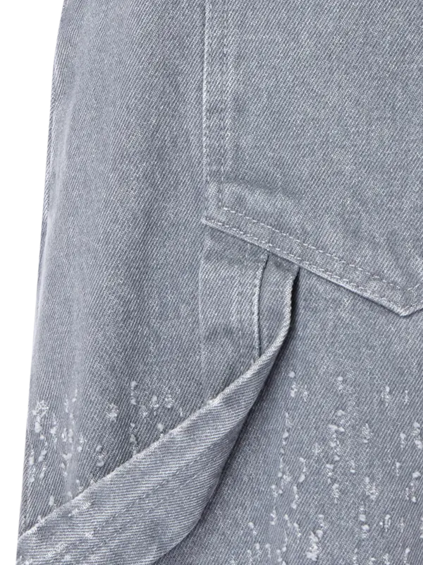 بنطال جينز بقصة أرجل واسعة وتفاصيل ليزر