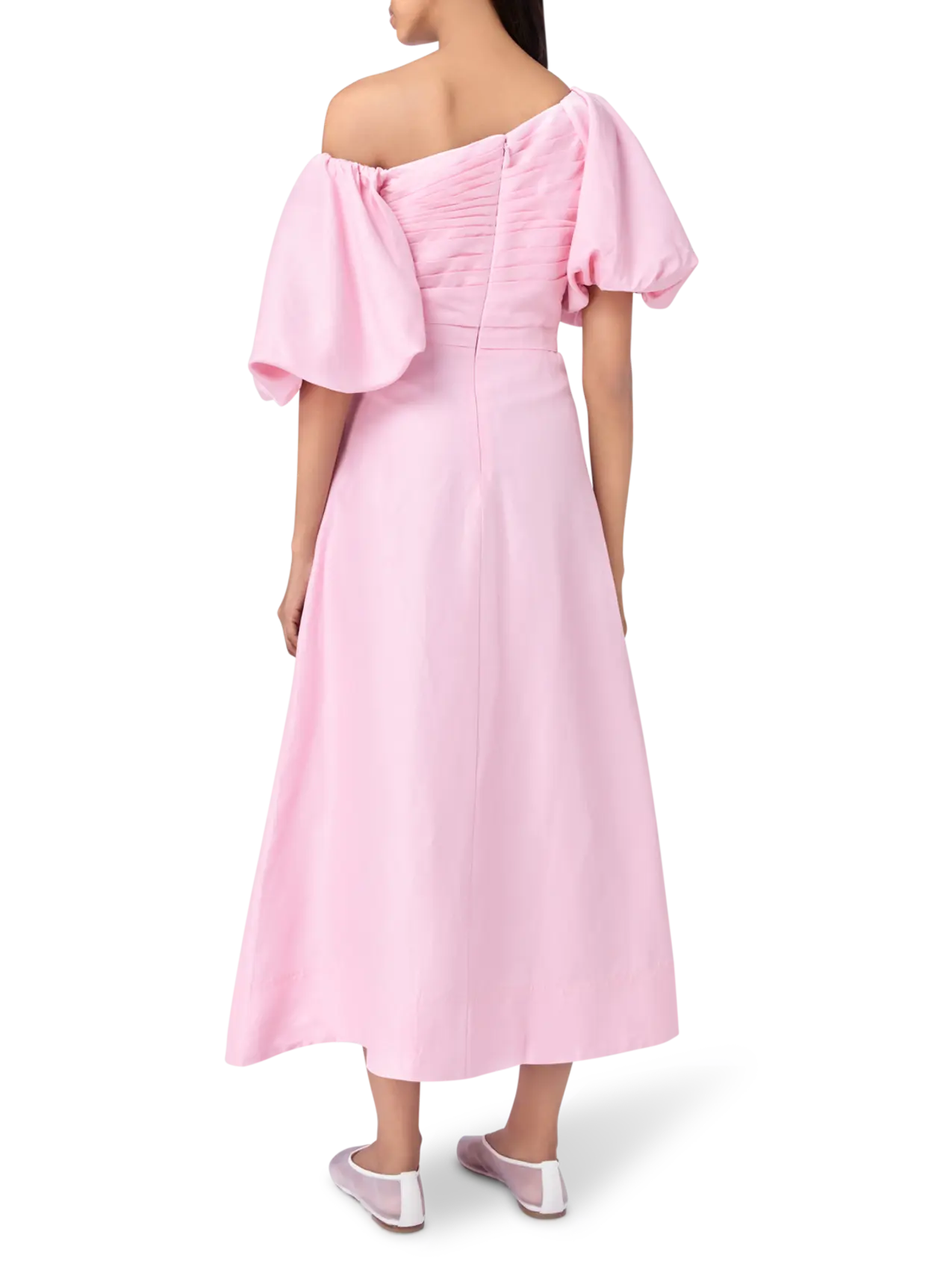 aje cadence ruched midi dress Cadence Ruched Midi Dress In Colour Ballerina Pink Size 10 - Womens Designer Dresses