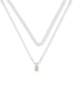 Double Necklace With Opal Pendant