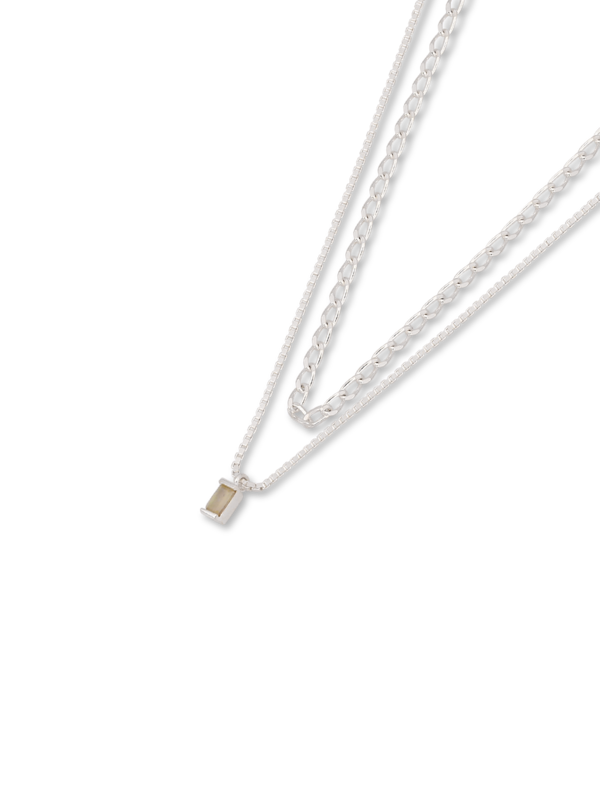 Double Necklace With Opal Pendant