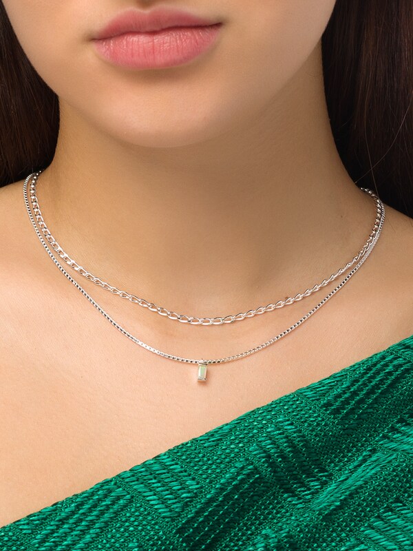 Double Necklace With Opal Pendant