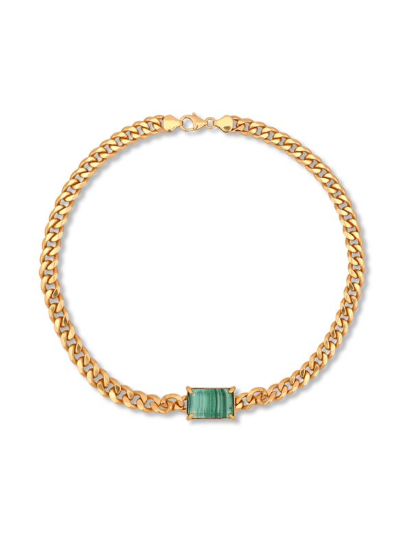 Chain Choker With Malachite Pendant