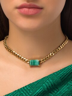 Chain Choker With Malachite Pendant