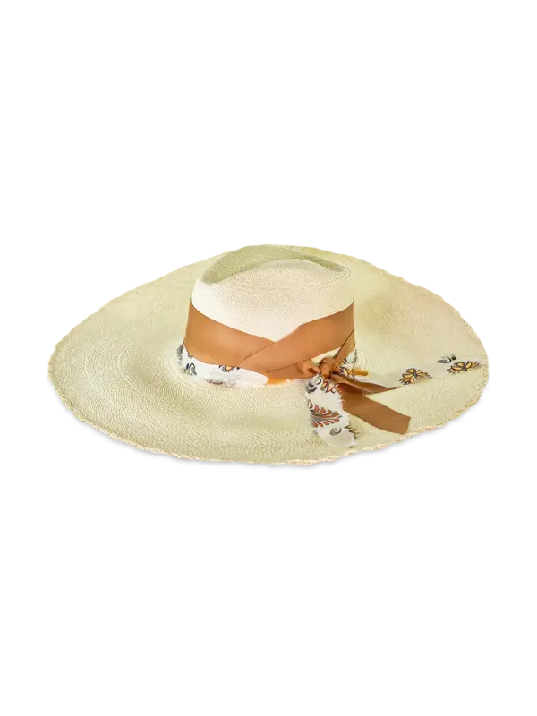 Long Brim Aguacate Hat With Italian Bow