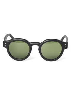 Solid Black Round Frame Sunglasses
