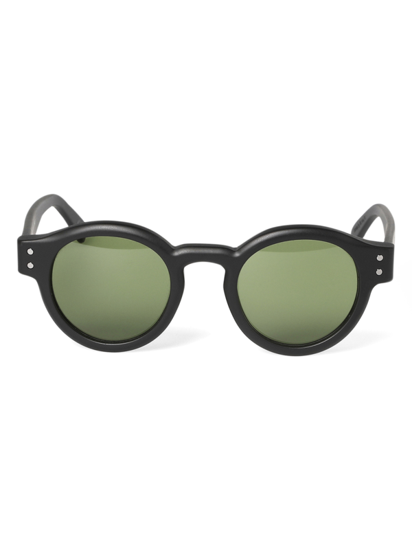 Solid Black Round Frame Sunglasses