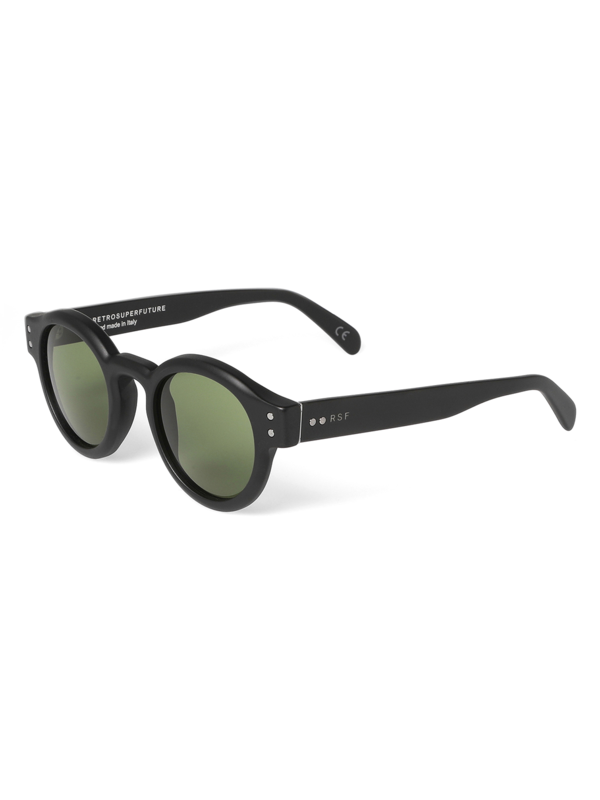 Solid Black Round Frame Sunglasses