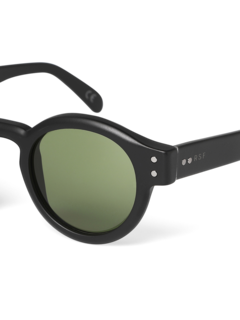 Solid Black Round Frame Sunglasses