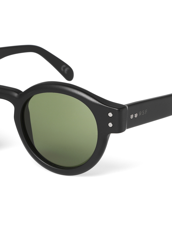 Solid Black Round Frame Sunglasses