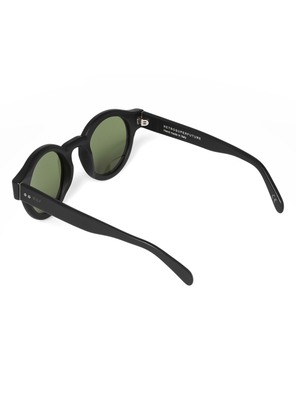 Solid Black Round Frame Sunglasses