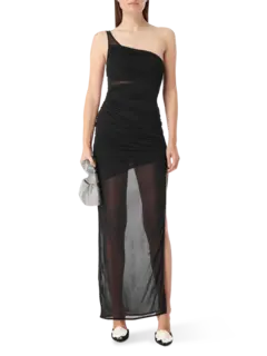 Moni Sheer Gauze One Shoulder Maxi Dress