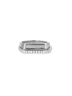 Open Signet Silver Ring with Band