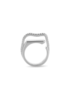 Open Signet Silver Ring with Band