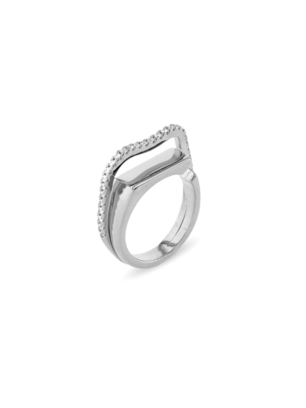 Open Signet Silver Ring with Band