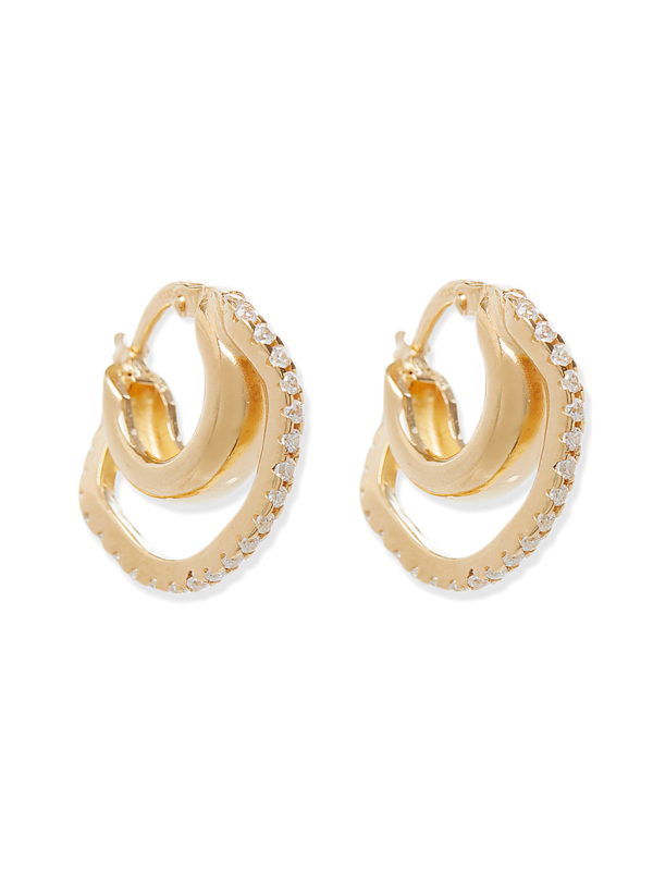 Hoop Earrings with Pave Organic Wire