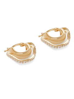 Hoop Earrings with Pave Organic Wire