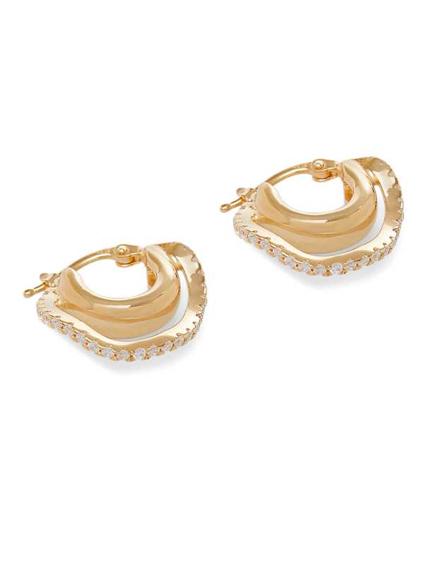 Hoop Earrings with Pave Organic Wire