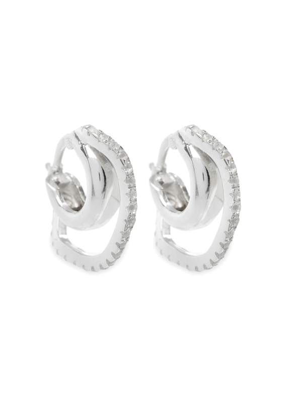 Hoop Earrings with Pave Organic Wire