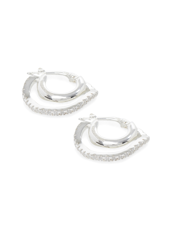 Hoop Earrings with Pave Organic Wire