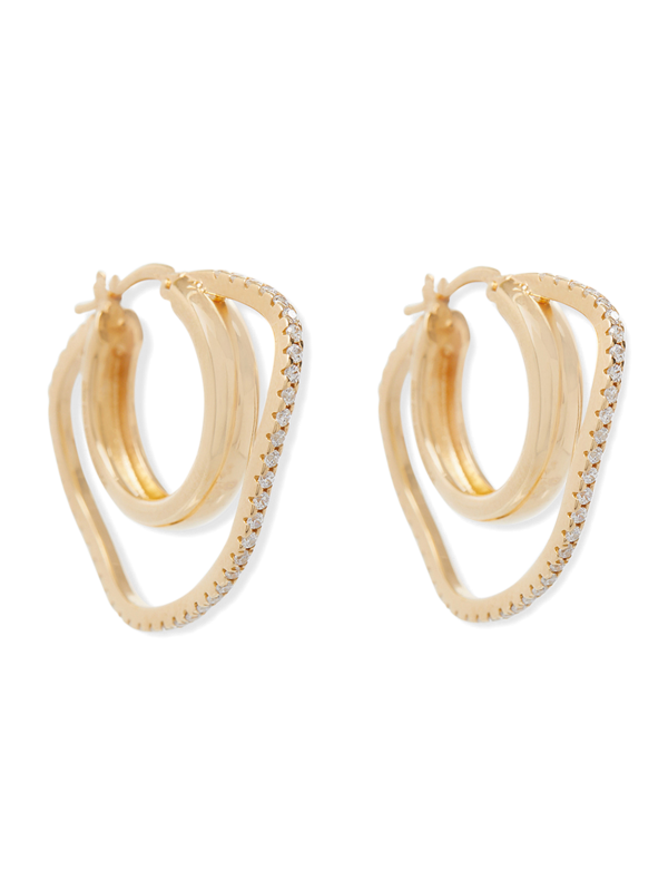Hoop Earrings with Pave Organic Wire