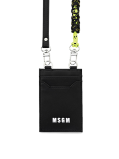 Black Micro Logo Credit Card Holder for Men