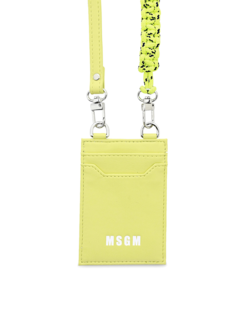 Lemon-Yellow Leather Cross Card Holder.