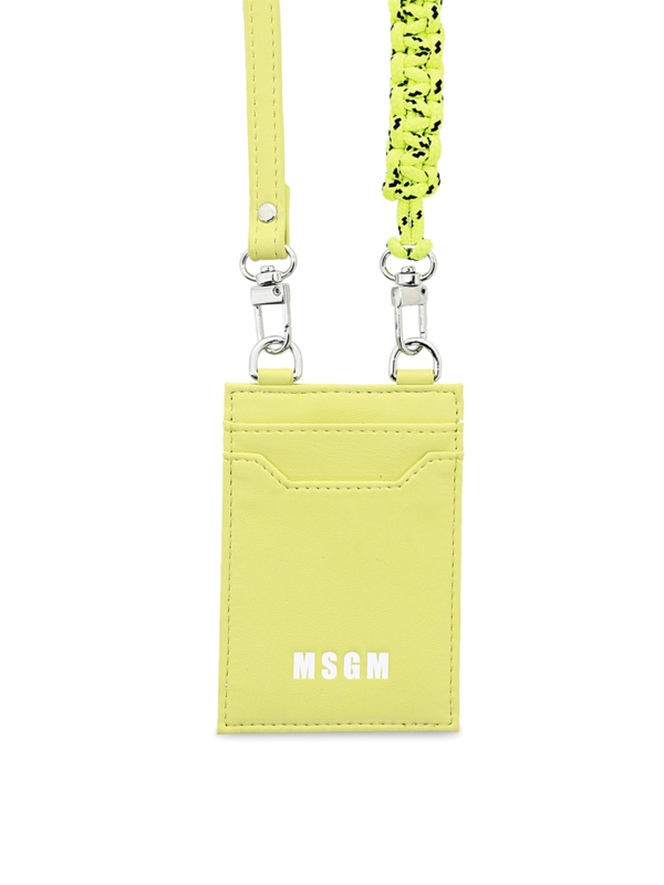 Lemon-Yellow Leather Cross Card Holder.