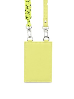 Lemon-Yellow Leather Cross Card Holder.