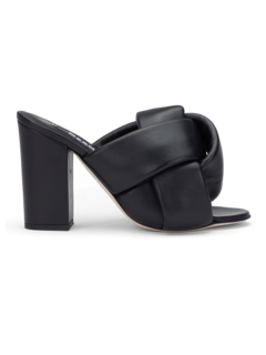 Leather Sandals with Knotted Detailing and Block Heels