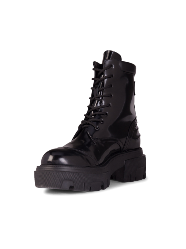 Chunky Leather Lace-Up Boots