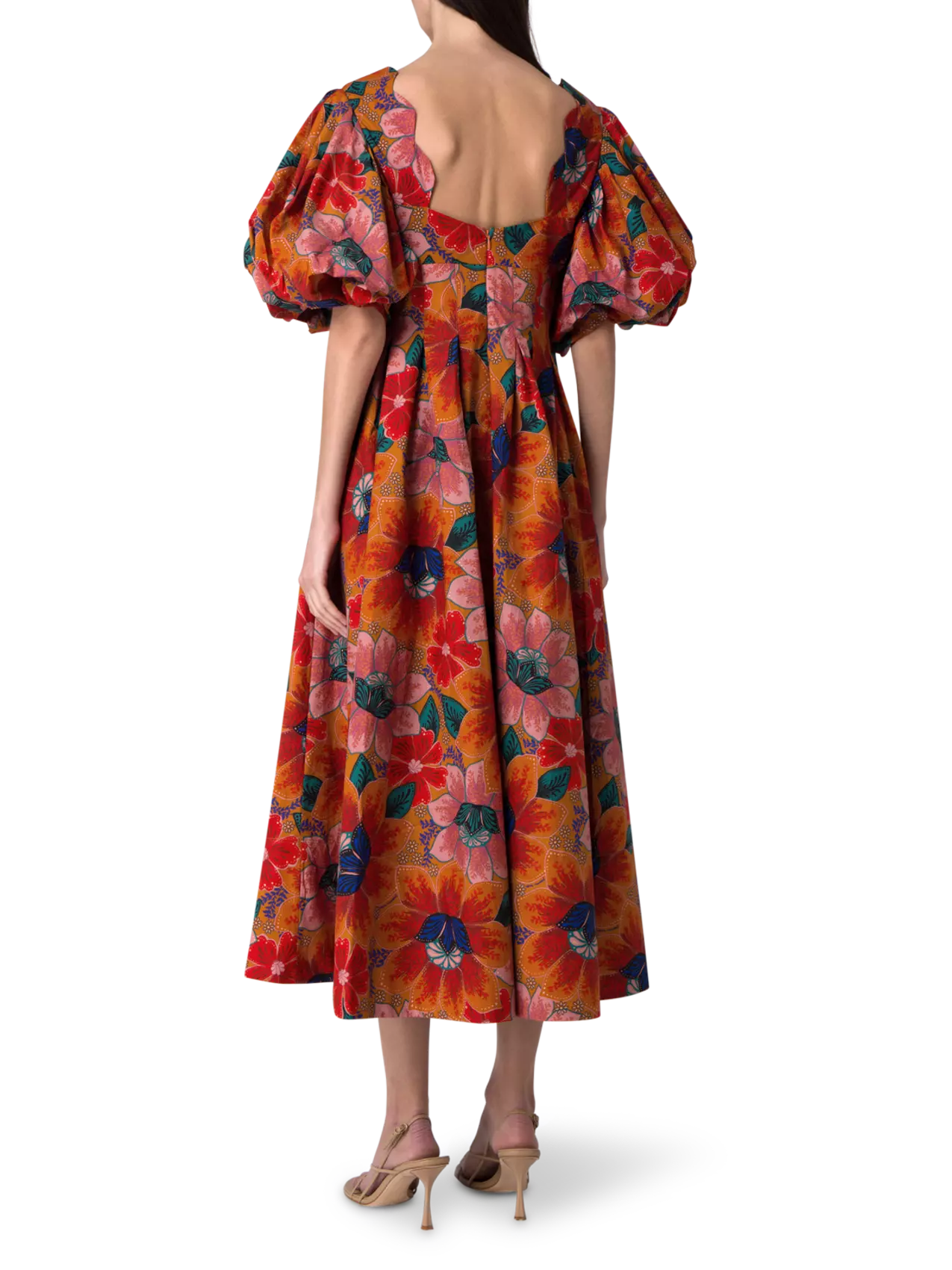 farm rio orange marias floral cut out midi dress Farm Rio Marias Floral Cut Out Midi Dress Size XXS NWT
