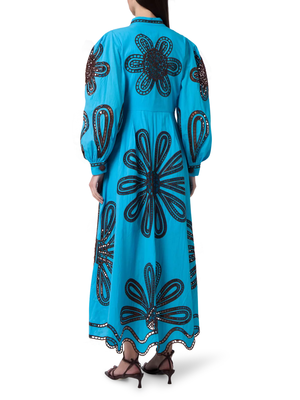 farm rio turquoise richelieu maxi dress Blue Flower Richelieu Midi Dress by FARM RIO