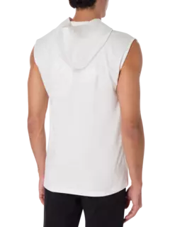 تيشيرت بغطاء للرأس وبدون أكمام مزين بطبعة