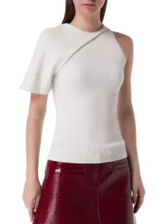 سترة محبوكة بتصميم مموج مضلع بقصة غير متماثلة