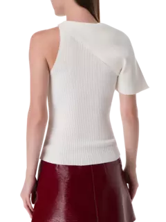 سترة محبوكة بتصميم مموج مضلع بقصة غير متماثلة